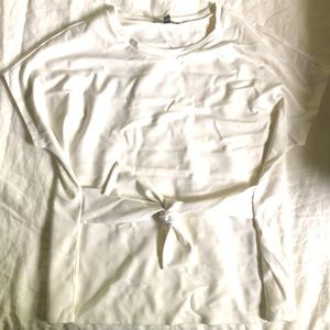 Express cream tie waist top